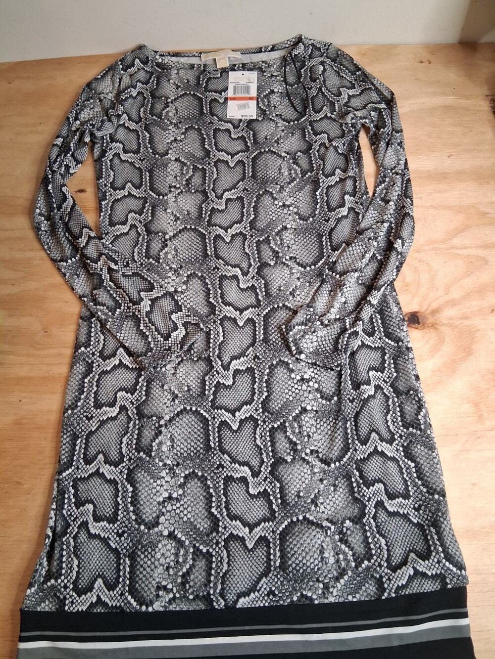 Michael Kors Womens Dress Sz XS Capsule Gunmetal Mini Dress Snake Print Gray